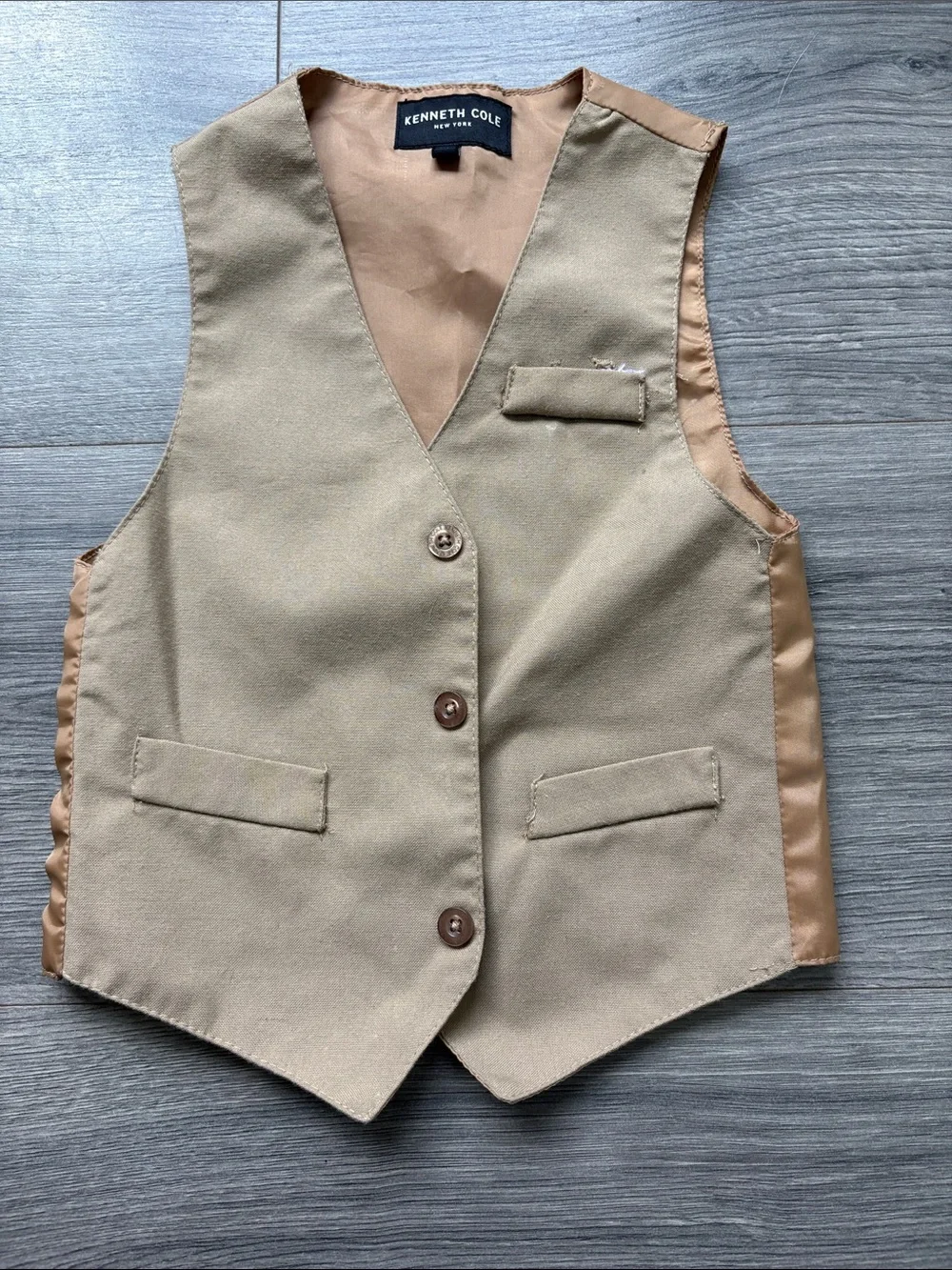 Kenneth Cole Boys 2-Piece Dress Vest & Pants Set | Size 4T | Classic Tan